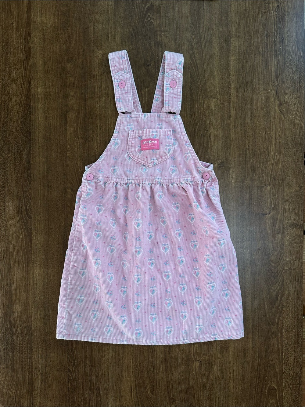 Vintage OshKosh Pink Heart Pinafore Dress